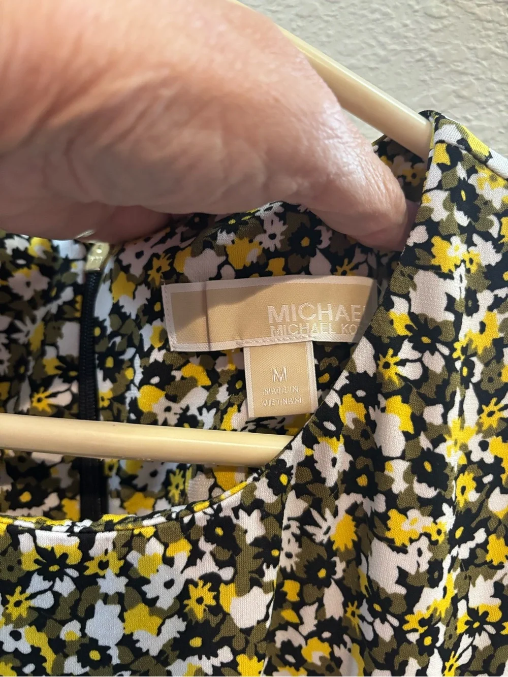 Michael Kors Yellow and Black Floral Midi Shift Dress